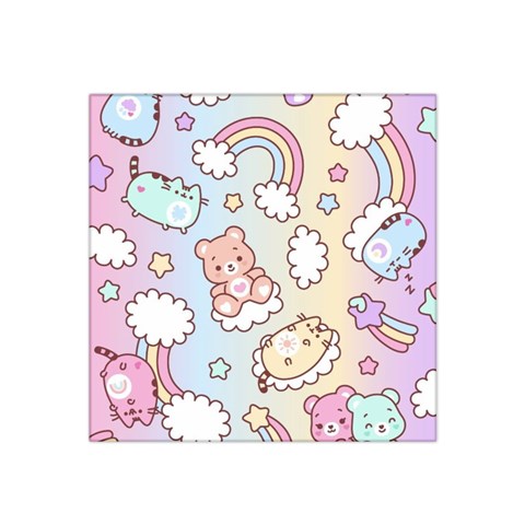 Usheen Carebears, Bears, Cat, Colorful, Cute, Pastel, Pattern Satin Bandana Scarf 22  x 22  from ArtsNow.com Front