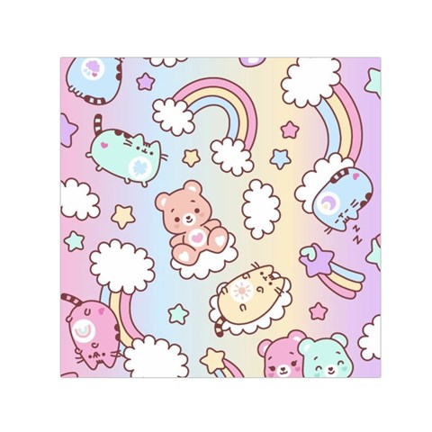 Usheen Carebears, Bears, Cat, Colorful, Cute, Pastel, Pattern Square Satin Scarf (30  x 30 ) from ArtsNow.com Front