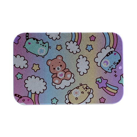 Usheen Carebears, Bears, Cat, Colorful, Cute, Pastel, Pattern Open Lid Metal Box (Silver)   from ArtsNow.com Front