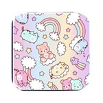 Usheen Carebears, Bears, Cat, Colorful, Cute, Pastel, Pattern Square Metal Box (Black)