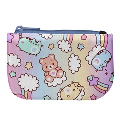 Usheen Carebears, Bears, Cat, Colorful, Cute, Pastel, Pattern Large Coin Purse from ArtsNow.com Front