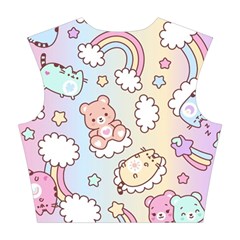 Usheen Carebears, Bears, Cat, Colorful, Cute, Pastel, Pattern Cotton Crop Top from ArtsNow.com Back