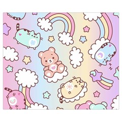 Usheen Carebears, Bears, Cat, Colorful, Cute, Pastel, Pattern Zipper Medium Tote Bag from ArtsNow.com Front