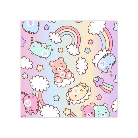 Usheen Carebears, Bears, Cat, Colorful, Cute, Pastel, Pattern Square Tapestry (Small) from ArtsNow.com Front