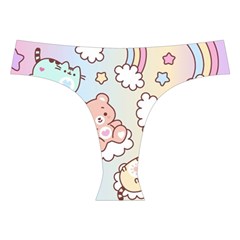 Usheen Carebears, Bears, Cat, Colorful, Cute, Pastel, Pattern Cross Back Hipster Bikini Set from ArtsNow.com Front Under