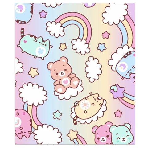 Usheen Carebears, Bears, Cat, Colorful, Cute, Pastel, Pattern Waist Pouch (Small) from ArtsNow.com Back Strap