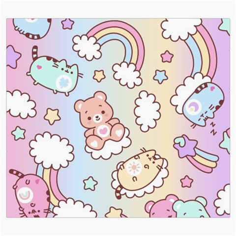 Usheen Carebears, Bears, Cat, Colorful, Cute, Pastel, Pattern Roll Up Canvas Pencil Holder (S) from ArtsNow.com Front