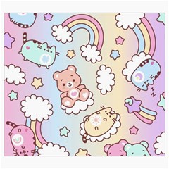 Usheen Carebears, Bears, Cat, Colorful, Cute, Pastel, Pattern Roll Up Canvas Pencil Holder (S) from ArtsNow.com Front