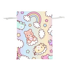 Usheen Carebears, Bears, Cat, Colorful, Cute, Pastel, Pattern Lightweight Drawstring Pouch (M) from ArtsNow.com Front