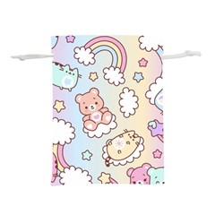 Usheen Carebears, Bears, Cat, Colorful, Cute, Pastel, Pattern Lightweight Drawstring Pouch (L) from ArtsNow.com Front