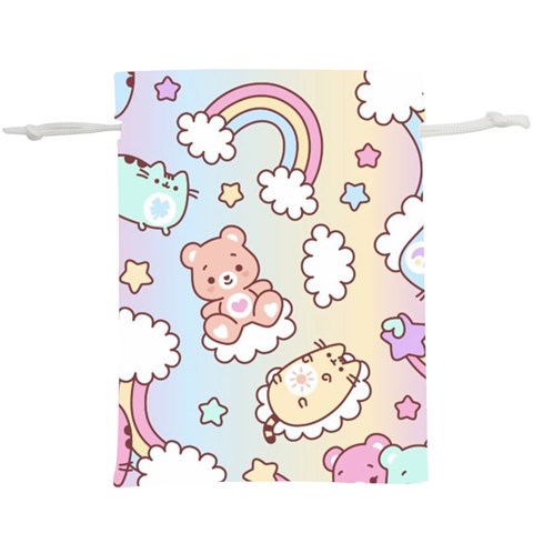 Usheen Carebears, Bears, Cat, Colorful, Cute, Pastel, Pattern Lightweight Drawstring Pouch (XL) from ArtsNow.com Front