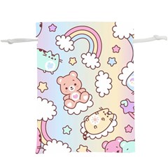 Usheen Carebears, Bears, Cat, Colorful, Cute, Pastel, Pattern Lightweight Drawstring Pouch (XL) from ArtsNow.com Front