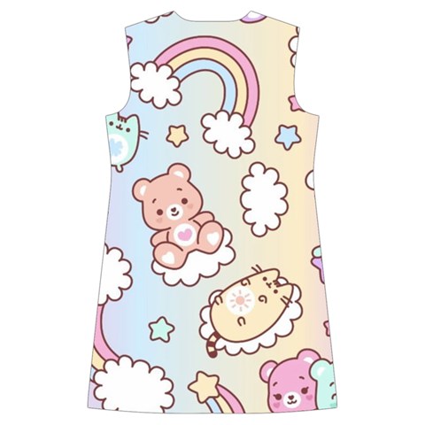 Usheen Carebears, Bears, Cat, Colorful, Cute, Pastel, Pattern Kids  Long Sleeve Velvet Lounge Robe from ArtsNow.com Back