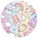 Usheen Carebears, Bears, Cat, Colorful, Cute, Pastel, Pattern Round Trivet