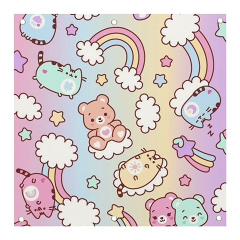 Usheen Carebears, Bears, Cat, Colorful, Cute, Pastel, Pattern Banner and Sign 3  x 3  from ArtsNow.com Front