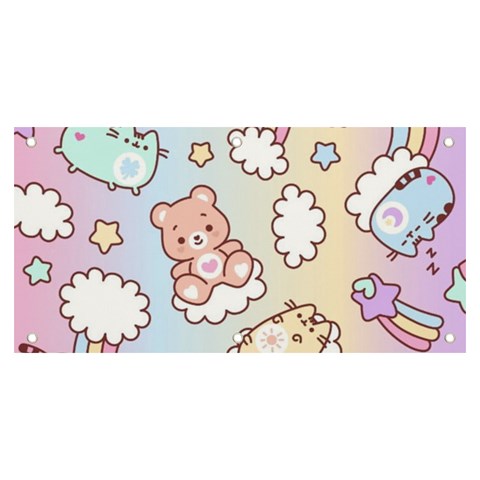 Usheen Carebears, Bears, Cat, Colorful, Cute, Pastel, Pattern Banner and Sign 6  x 3  from ArtsNow.com Front