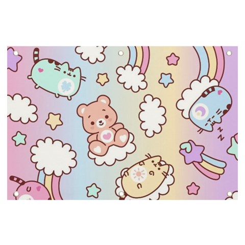 Usheen Carebears, Bears, Cat, Colorful, Cute, Pastel, Pattern Banner and Sign 6  x 4  from ArtsNow.com Front