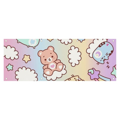 Usheen Carebears, Bears, Cat, Colorful, Cute, Pastel, Pattern Banner and Sign 8  x 3  from ArtsNow.com Front