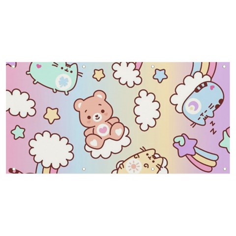 Usheen Carebears, Bears, Cat, Colorful, Cute, Pastel, Pattern Banner and Sign 8  x 4  from ArtsNow.com Front