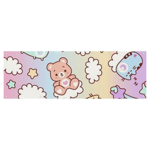 Usheen Carebears, Bears, Cat, Colorful, Cute, Pastel, Pattern Banner and Sign 12  x 4  from ArtsNow.com Front