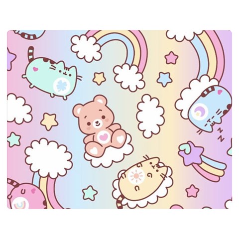 Usheen Carebears, Bears, Cat, Colorful, Cute, Pastel, Pattern Premium Plush Fleece Blanket (Medium) from ArtsNow.com 60 x50  Blanket Front