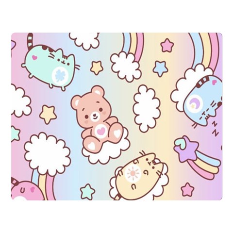 Usheen Carebears, Bears, Cat, Colorful, Cute, Pastel, Pattern Premium Plush Fleece Blanket (Large) from ArtsNow.com 80 x60  Blanket Front