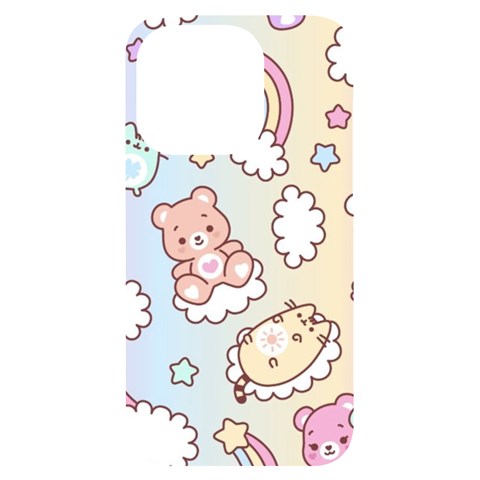 Usheen Carebears, Bears, Cat, Colorful, Cute, Pastel, Pattern iPhone 14 Pro Black UV Print Case from ArtsNow.com Front