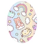 Usheen Carebears, Bears, Cat, Colorful, Cute, Pastel, Pattern UV Print Acrylic Ornament Oval