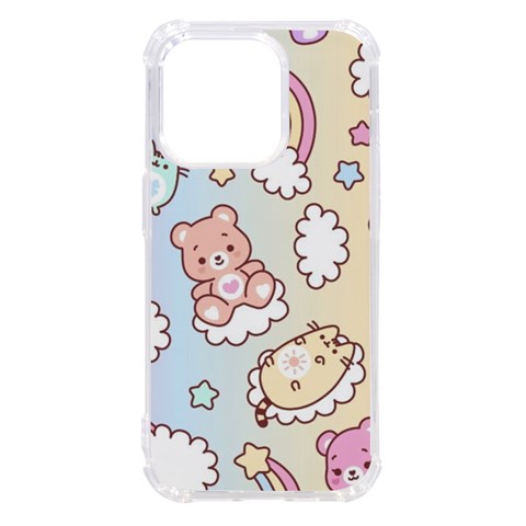 Usheen Carebears, Bears, Cat, Colorful, Cute, Pastel, Pattern iPhone 14 Pro TPU UV Print Case from ArtsNow.com Front