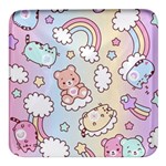 Usheen Carebears, Bears, Cat, Colorful, Cute, Pastel, Pattern Square Glass Fridge Magnet (4 pack)