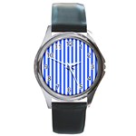 Blue Stripes, Sticker, Stickers Round Metal Watch