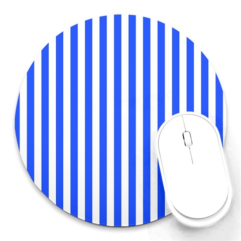 Blue Stripes, Sticker, Stickers Round Mousepad from ArtsNow.com Front