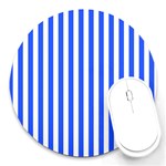 Blue Stripes, Sticker, Stickers Round Mousepad