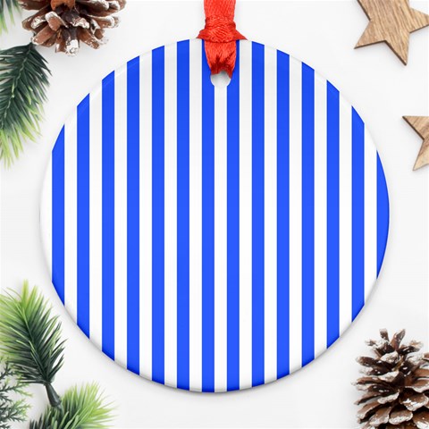 Blue Stripes, Sticker, Stickers Ornament (Round) from ArtsNow.com Front