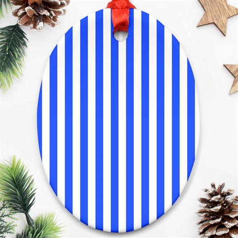 Blue Stripes, Sticker, Stickers Ornament (Oval) from ArtsNow.com Front