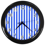 Blue Stripes, Sticker, Stickers Wall Clock (Black)