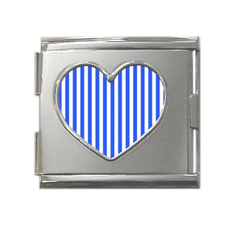 Blue Stripes, Sticker, Stickers Mega Link Heart Italian Charm (18mm) from ArtsNow.com Front