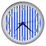 Blue Stripes, Sticker, Stickers Wall Clock (Silver)