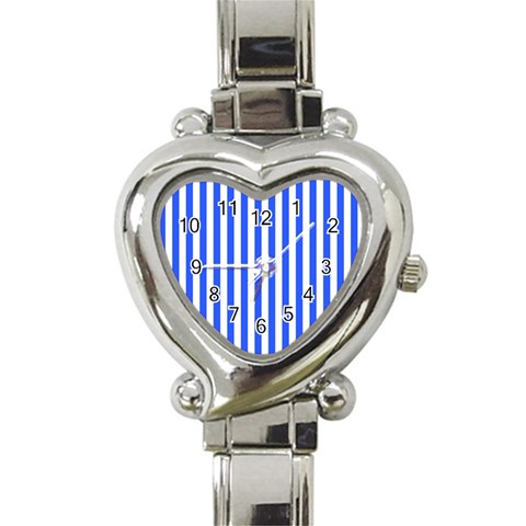 Blue Stripes, Sticker, Stickers Heart Italian Charm Watch from ArtsNow.com Front