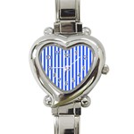 Blue Stripes, Sticker, Stickers Heart Italian Charm Watch