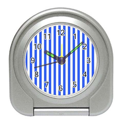 Blue Stripes, Sticker, Stickers Travel Alarm Clock from ArtsNow.com Front