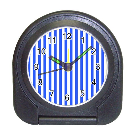 Blue Stripes, Sticker, Stickers Travel Alarm Clock from ArtsNow.com Front