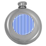 Blue Stripes, Sticker, Stickers Round Hip Flask (5 oz)