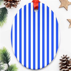 Blue Stripes, Sticker, Stickers Oval Ornament (Two Sides) from ArtsNow.com Front