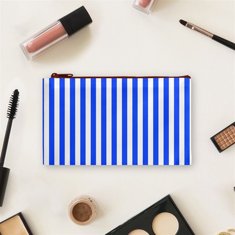 Blue Stripes, Sticker, Stickers Cosmetic Bag (Small) from ArtsNow.com Front