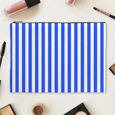 Blue Stripes, Sticker, Stickers Cosmetic Bag (XL) from ArtsNow.com Front