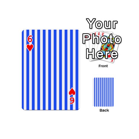 Blue Stripes, Sticker, Stickers Playing Cards 54 Designs (Mini) from ArtsNow.com Front - Heart6