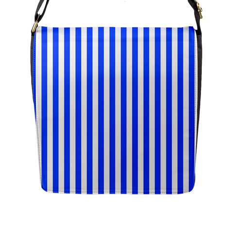 Blue Stripes, Sticker, Stickers Flap Closure Messenger Bag (L) from ArtsNow.com Front