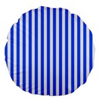 Blue Stripes, Sticker, Stickers Large 18  Premium Flano Round Cushions