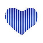 Blue Stripes, Sticker, Stickers Standard 16  Premium Flano Heart Shape Cushions